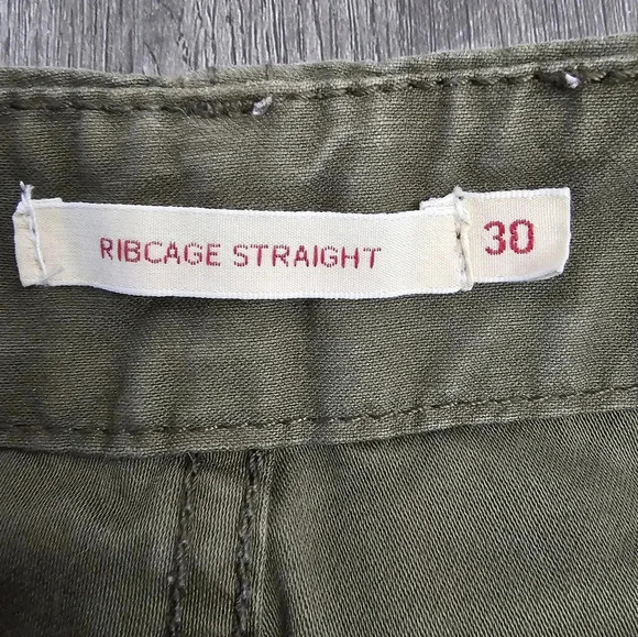 Levis Premium Ribcage Straight Ankle Pants High Rise Utility Green 30 - Picture 4 of 10